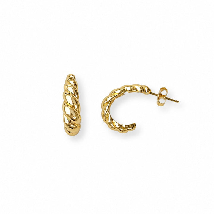 Elongated Oval Twisted Hoop Earrings