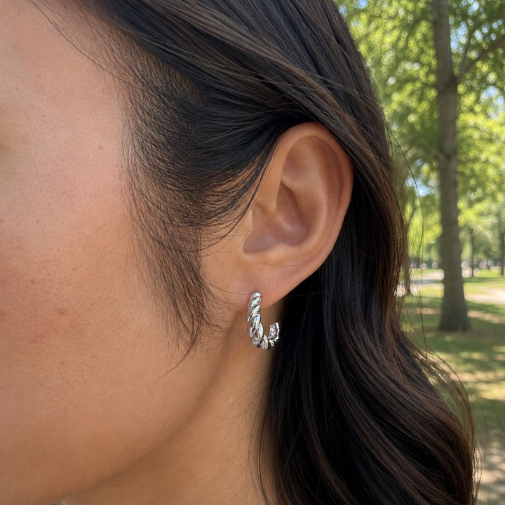Elongated Oval Twisted Hoop Earrings - Earrings - - - Azil Boutique