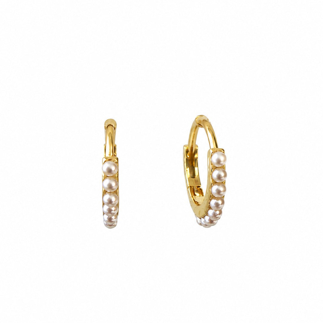 Mini Pearl Huggie Earrings