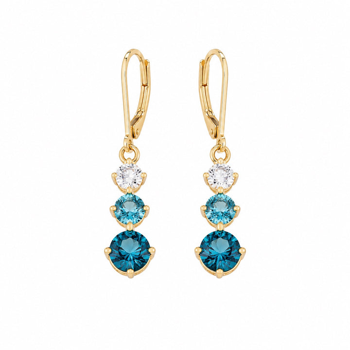 Triple Blue CZ Ombre Leverback Earrings - Earrings - - - Azil Boutique