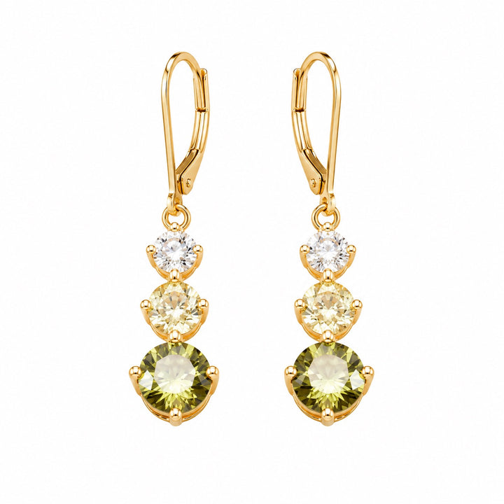 Triple Green CZ Ombre Leverback Earrings - Earrings - - - Azil Boutique