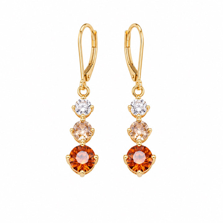Triple Orange CZ Ombre Leverback Earrings - Earrings - - - Azil Boutique
