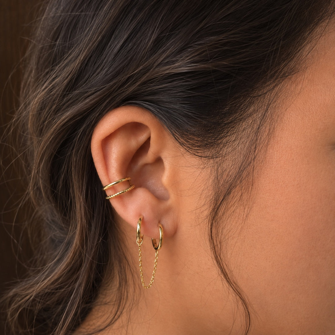 Smooth & Twisted Double Middle Ear Cuff - jewelry - - - Azil Boutique