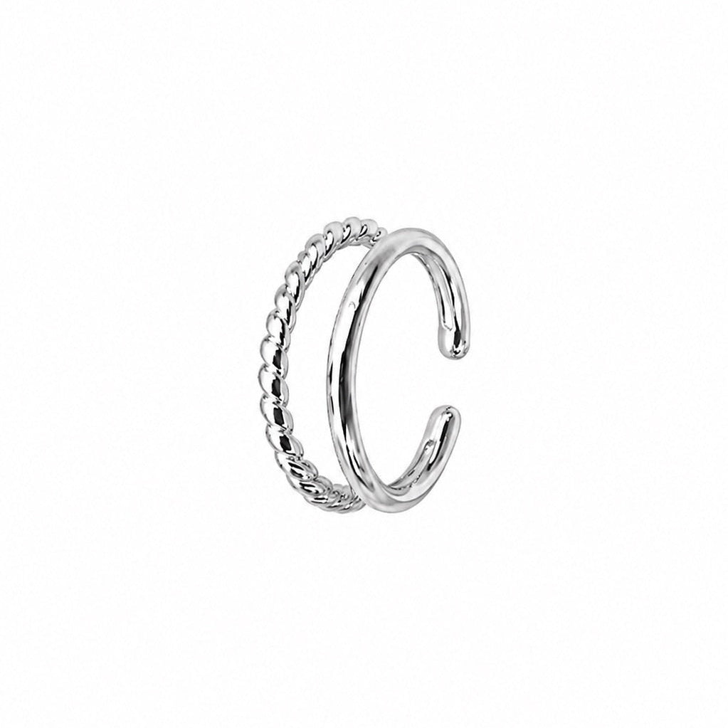 Smooth & Twisted Double Middle Ear Cuff - jewelry - Silver - Silver - Azil Boutique