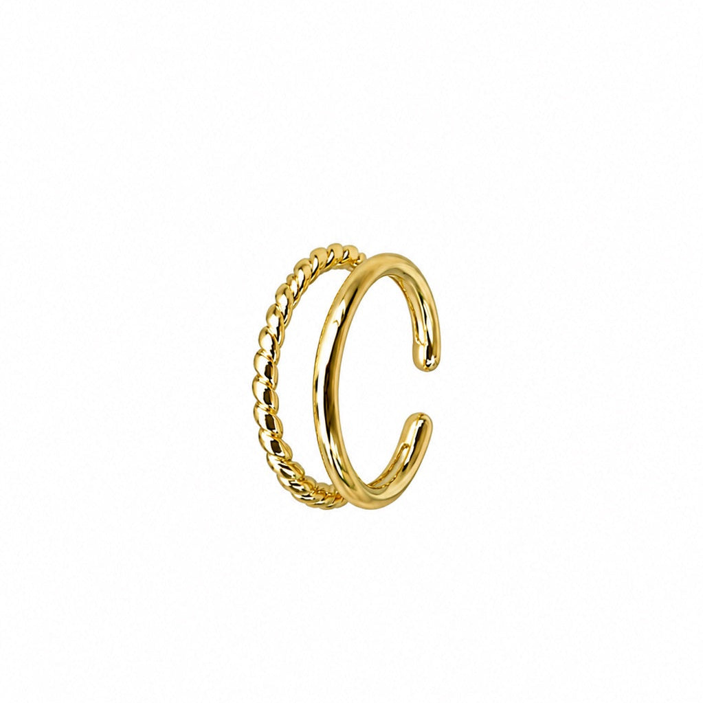 Smooth & Twisted Double Middle Ear Cuff - jewelry - Gold - Gold - Azil Boutique