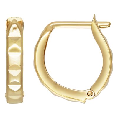 Horseshoe Diamond Cut Huggie Hoop Earrings