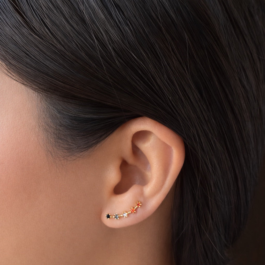 SALE - CZ Multi-Colored Prong Ear Crawlers - Earrings - - - Azil Boutique
