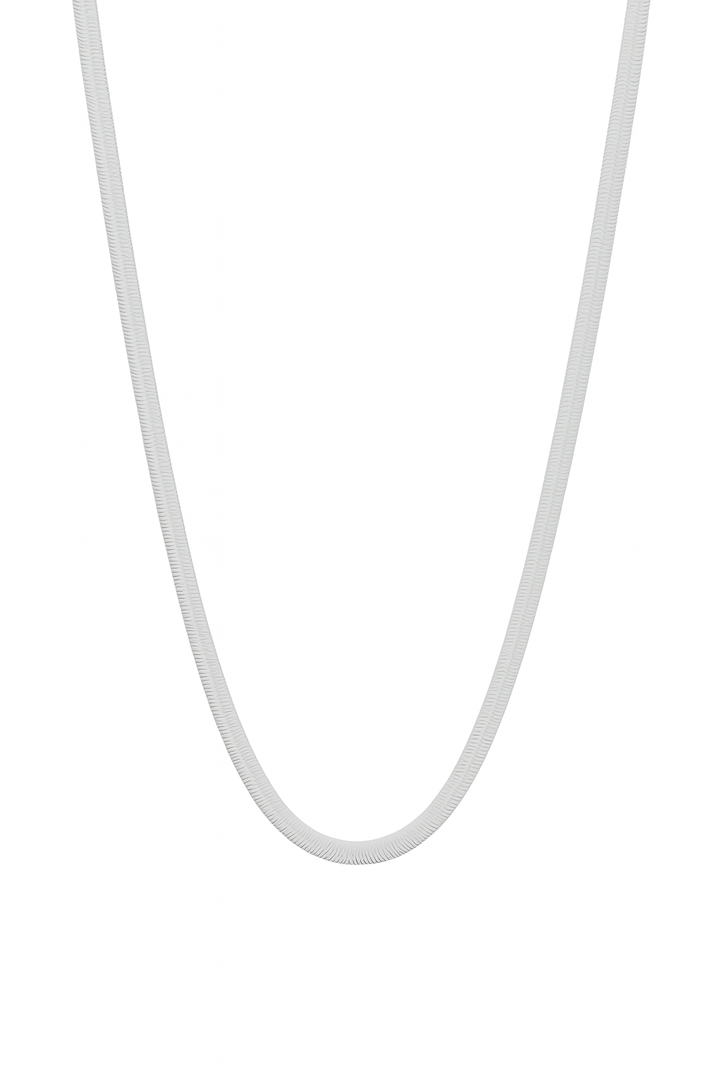 Herringbone Necklace - Necklaces - Silver - Silver / 3mm / 16" - Azil Boutique