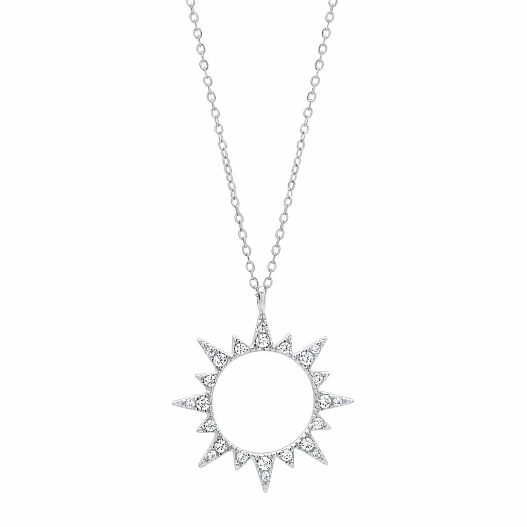 Cutout CZ Sun Necklace