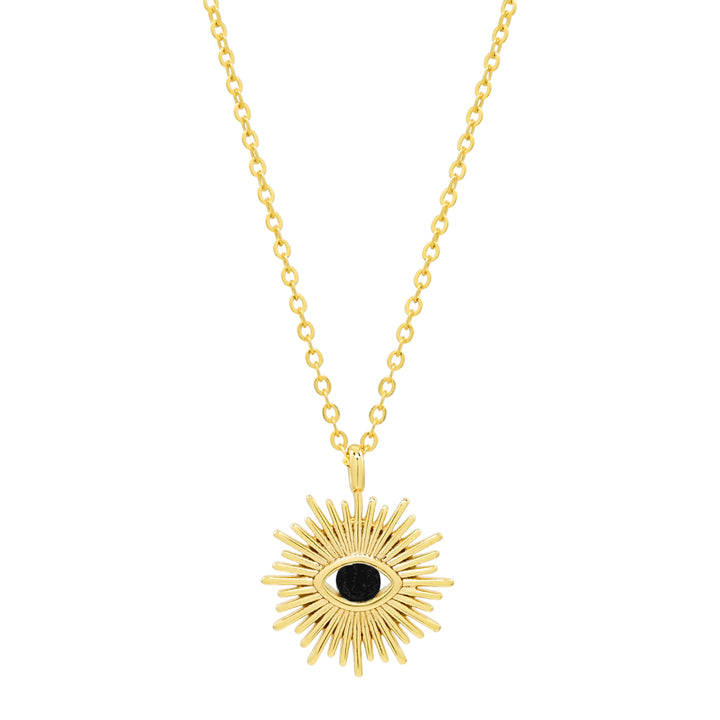 Black CZ Evil Eye Starburst Necklace - Necklaces -  -  - Azil Boutique