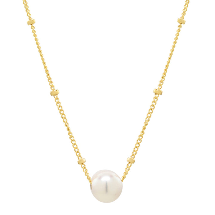 Floating Pearl Necklace on Ball Chain - Necklaces -  -  - Azil Boutique