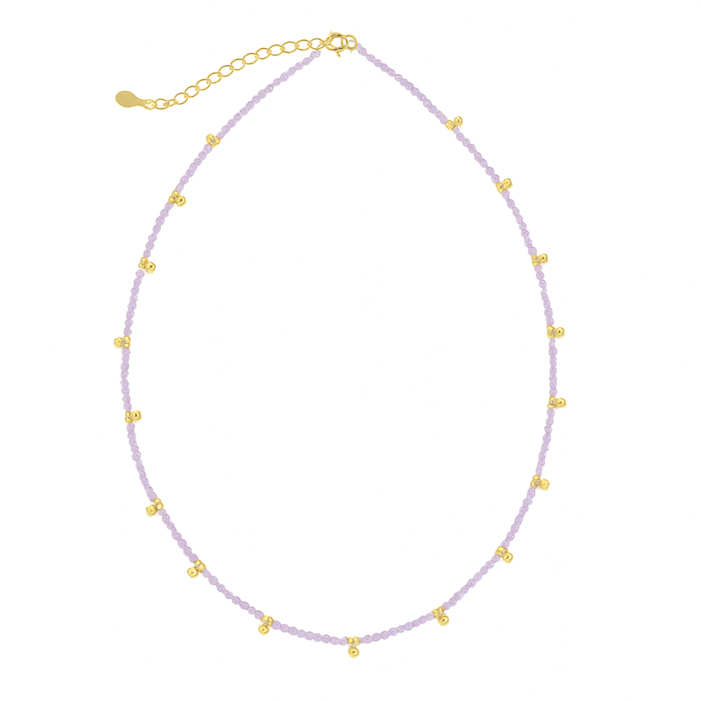 Amethyst & Beaded Nugget Necklace - Necklaces - - - Azil Boutique