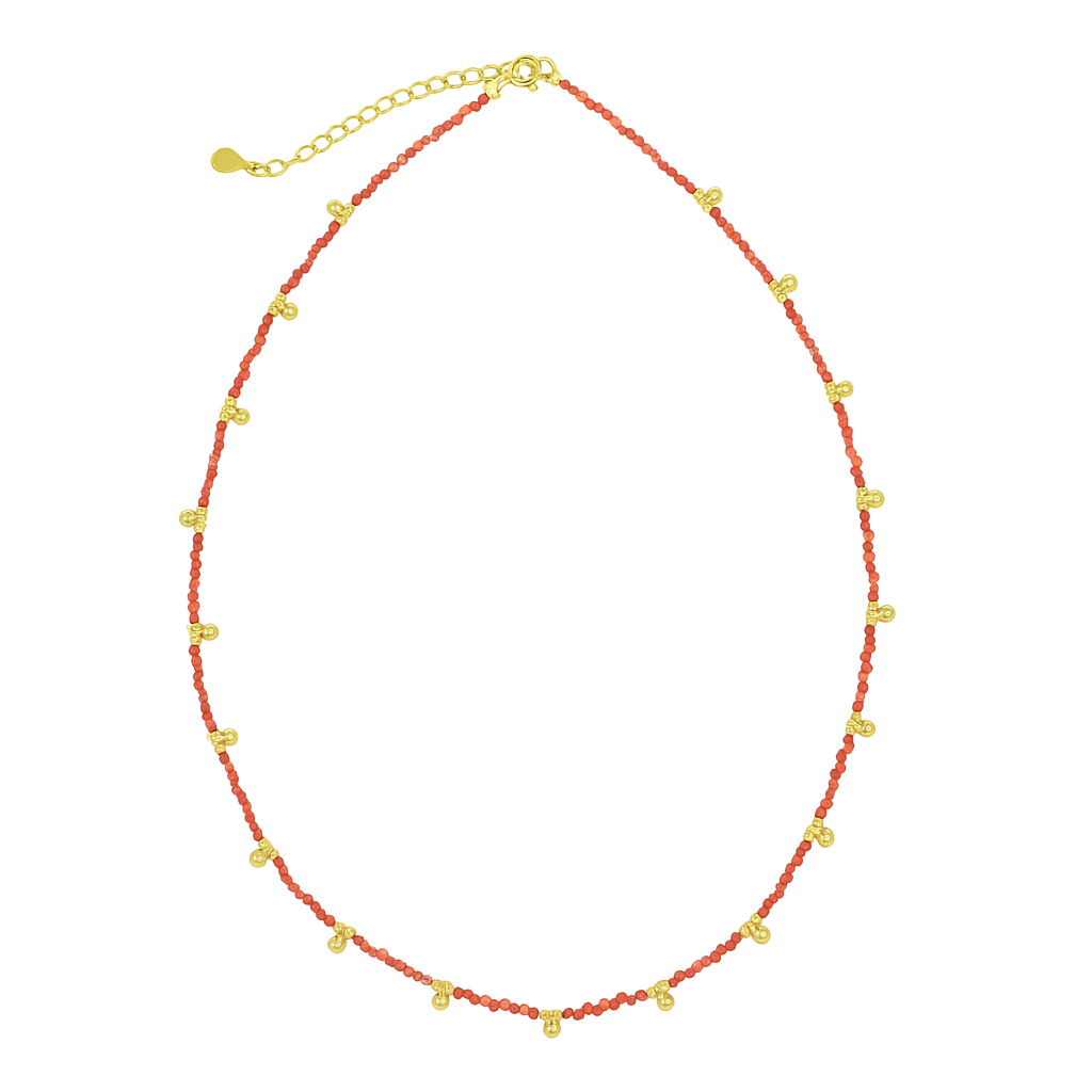 Coral & Beaded Nugget Necklace - Necklaces - - - Azil Boutique