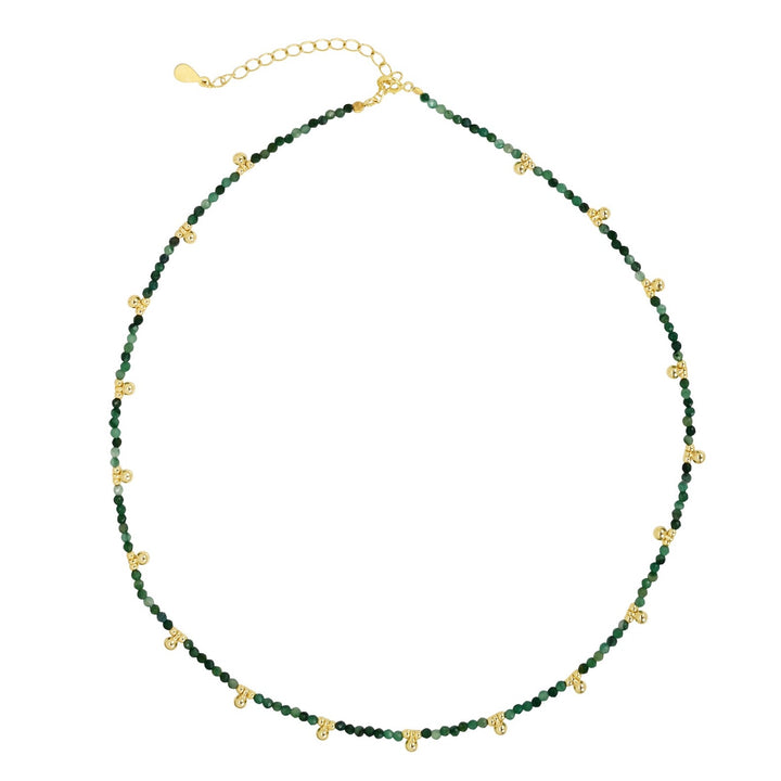 Green Aventurine & Beaded Nugget Necklace - Necklaces -  -  - Azil Boutique