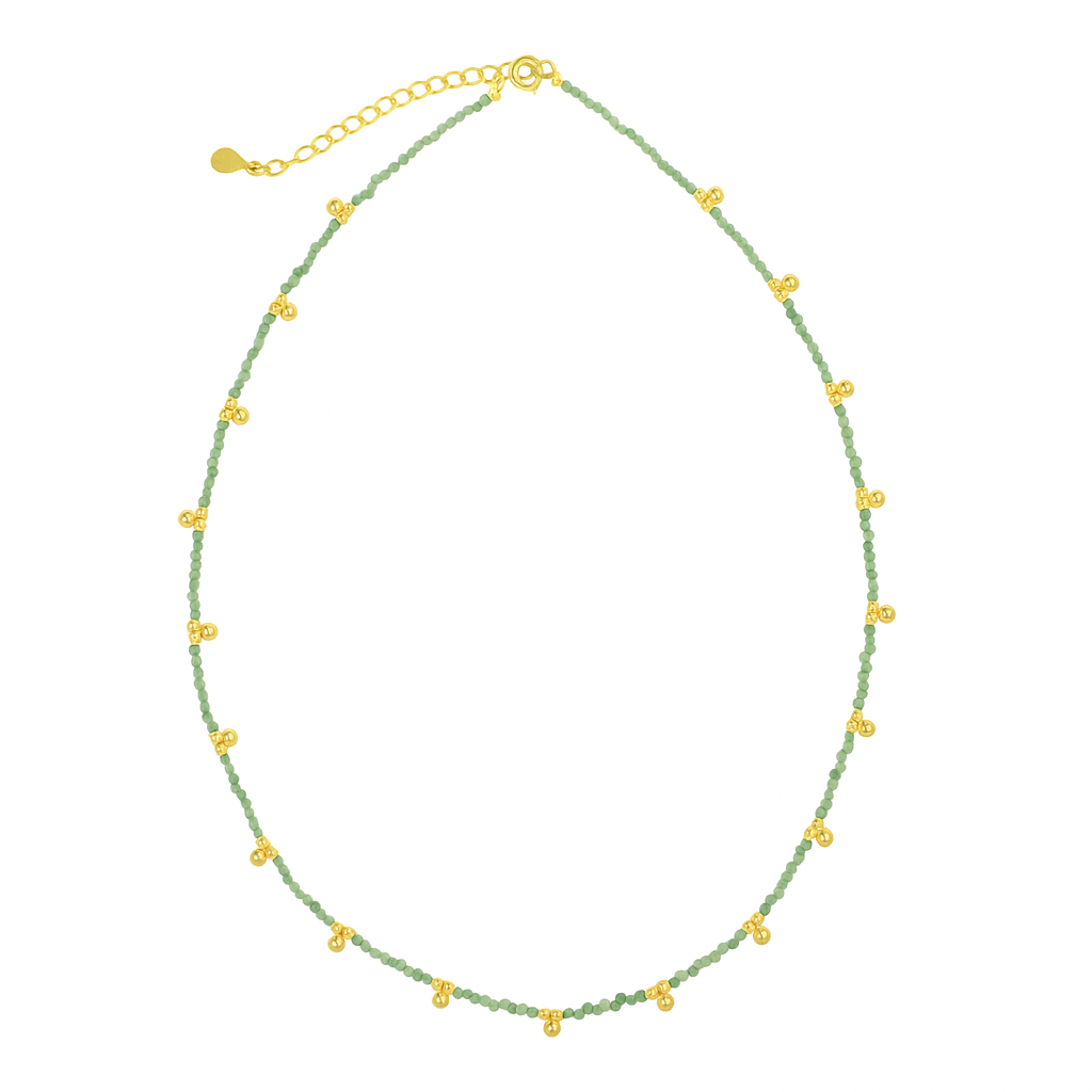 Green Aventurine & Beaded Nugget Necklace - Necklaces - - - Azil Boutique
