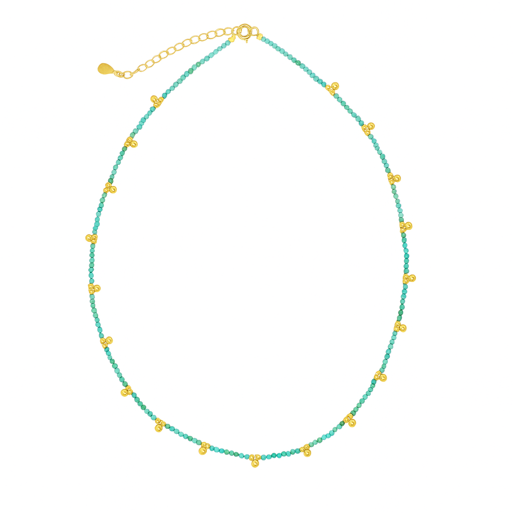 Green Turquoise Beaded Nugget Necklace - Necklaces - - - Azil Boutique