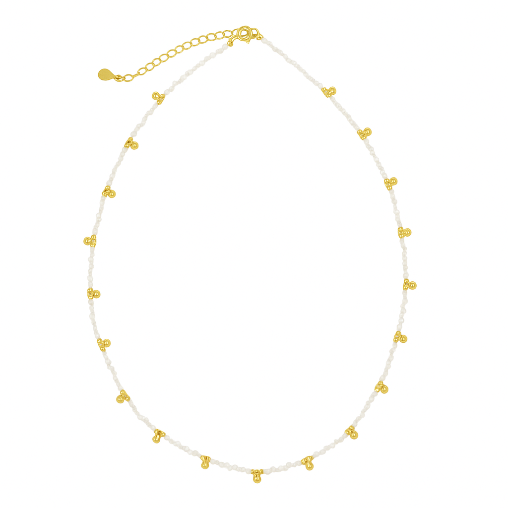 Moonstone & Beaded Nugget Necklace - Necklaces - - - Azil Boutique