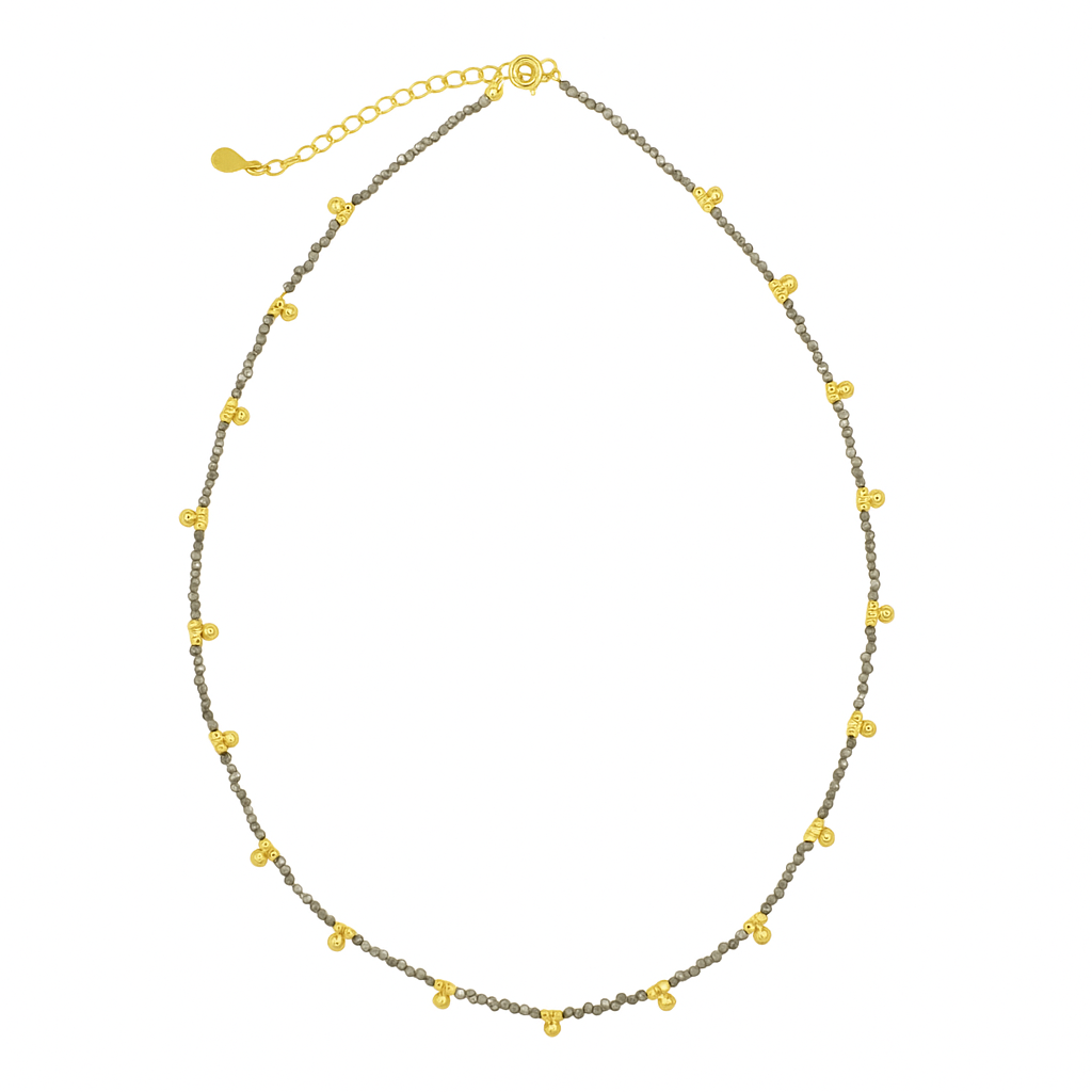 Pyrite & Beaded Nugget Necklace - Necklaces - - - Azil Boutique