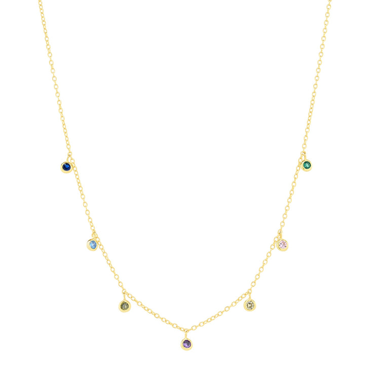 Tiny Multi-CZ Colorful Bezel Drop Choker - Necklaces -  -  - Azil Boutique