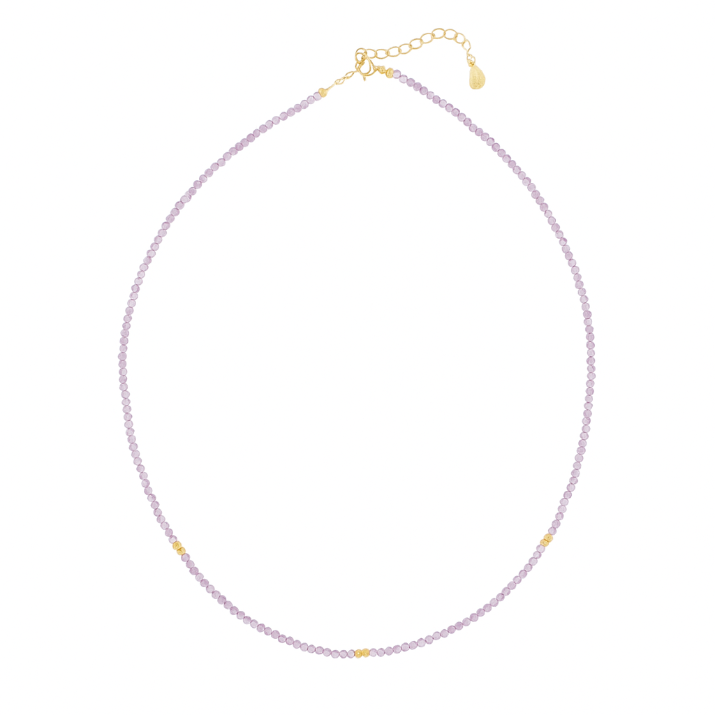 Amethyst + Gold Mix Choker Necklace - Necklaces - - - Azil Boutique