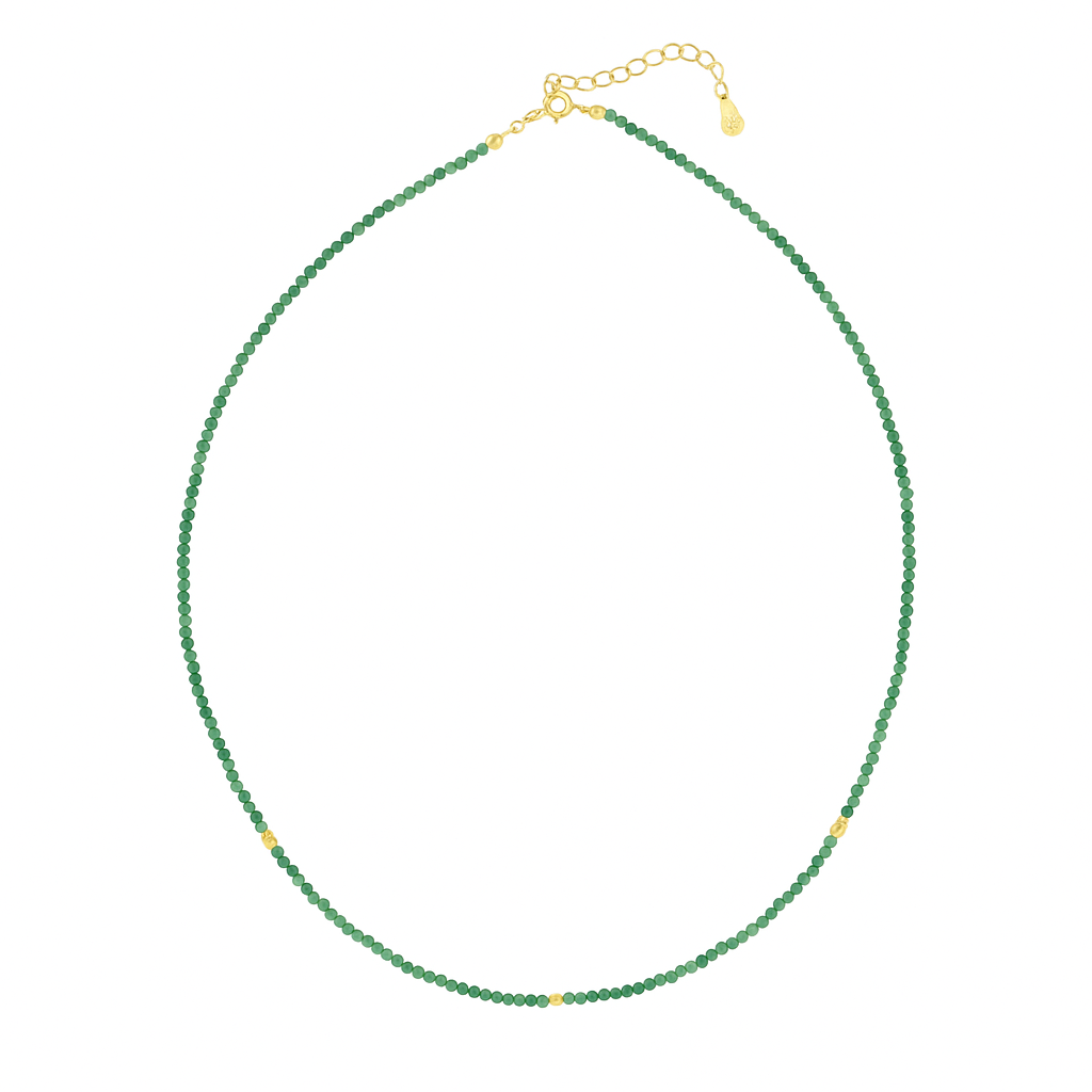 Green Aventurine + Gold Mix Necklace - Necklaces - - - Azil Boutique