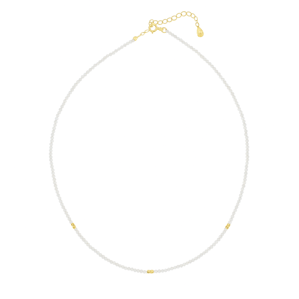 Moonstone + Gold Mix Choker Necklace - Necklaces - - - Azil Boutique