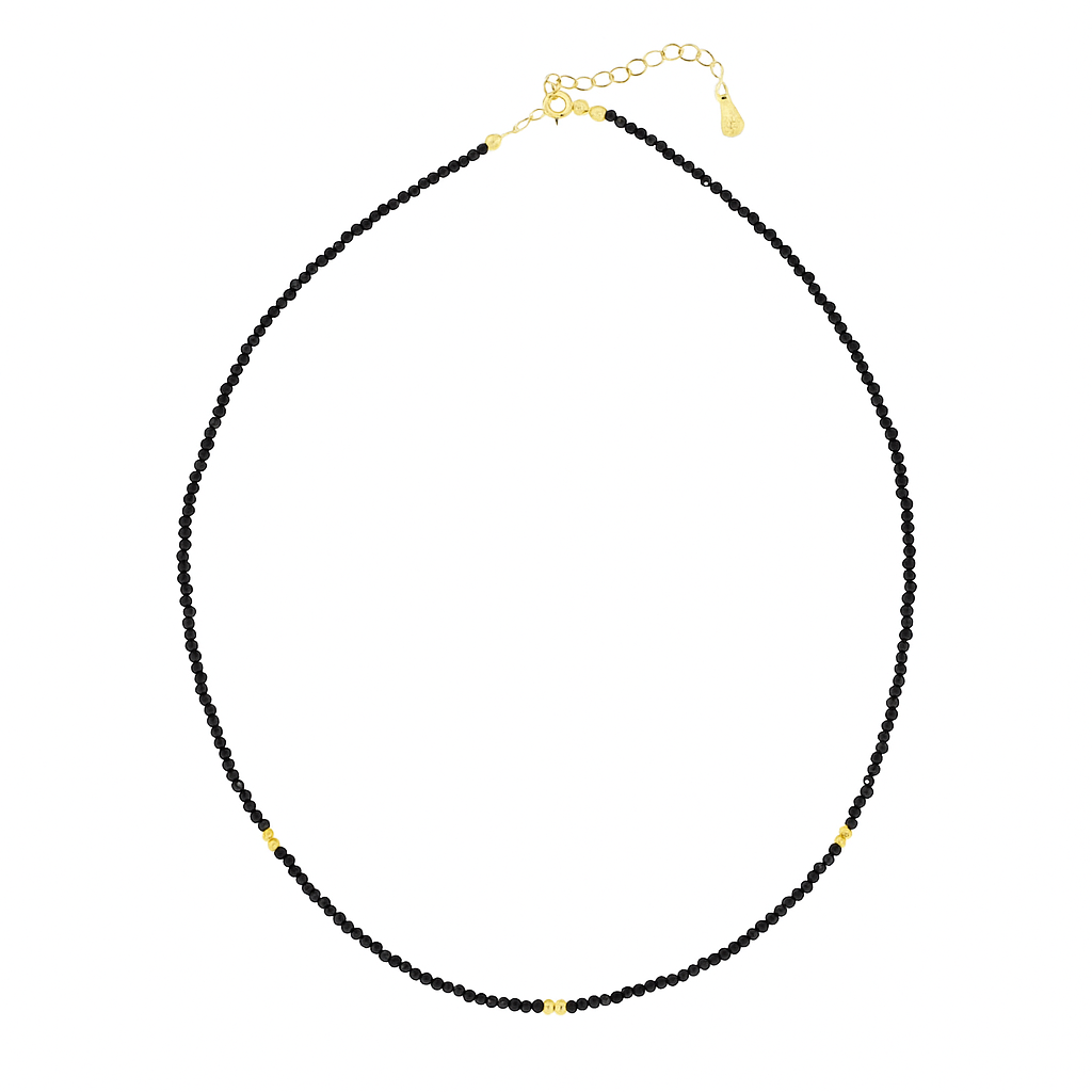 Black Onyx + Gold Mix Choker Necklace - Necklaces - - - Azil Boutique