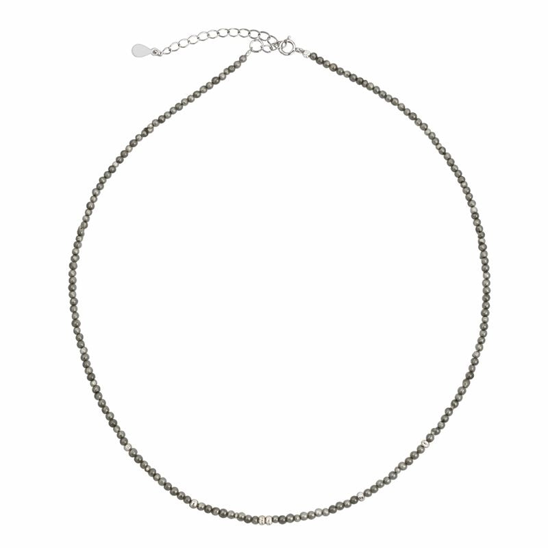 Pyrite + Sterling Silver Mix Choker Necklace - Necklaces - - - Azil Boutique