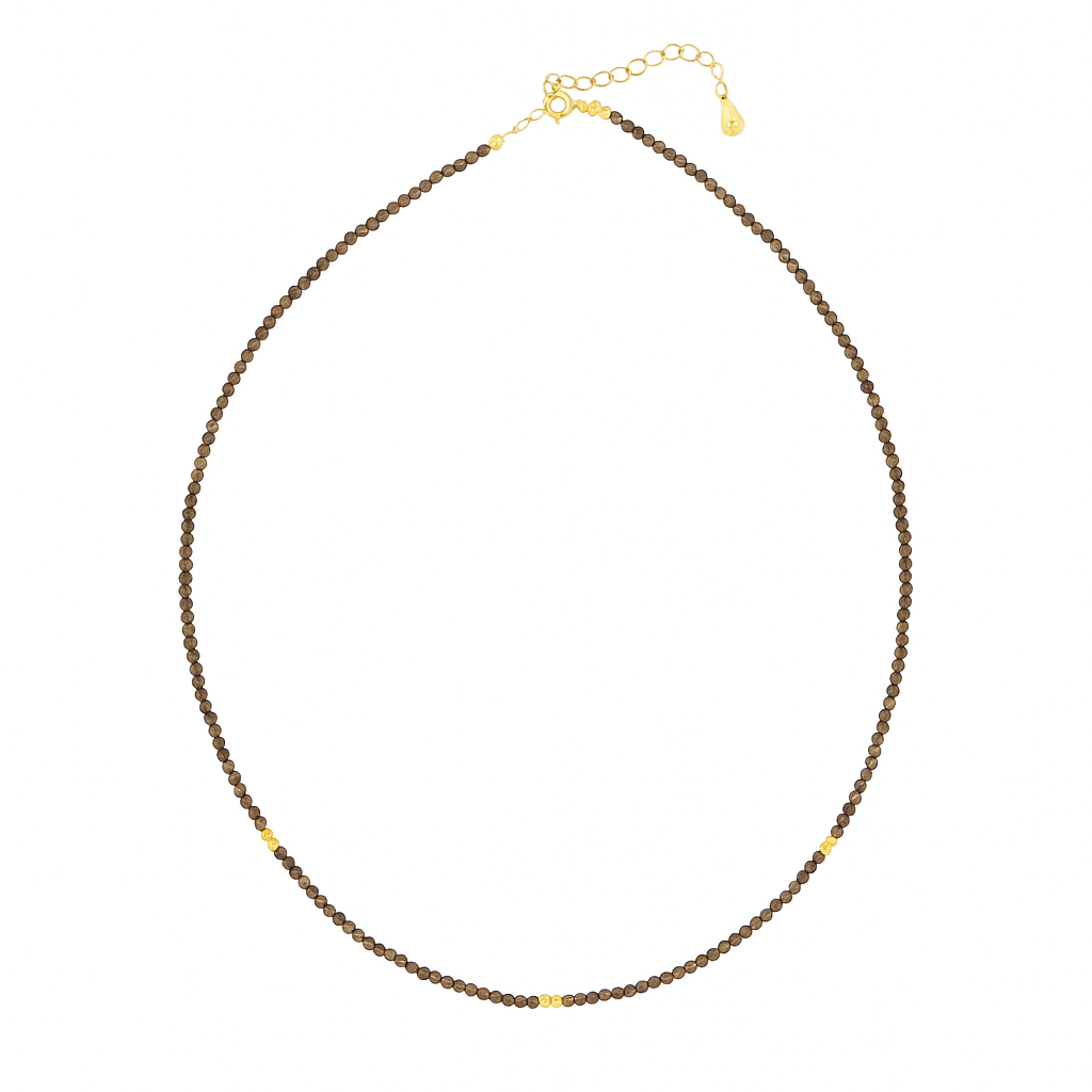 Smokey Quartz + Gold Mix Necklace - Necklaces - - - Azil Boutique