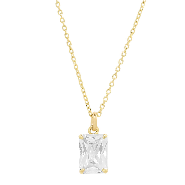 14k Solid Clear CZ Emerald Necklace - Necklaces -  -  - Azil Boutique