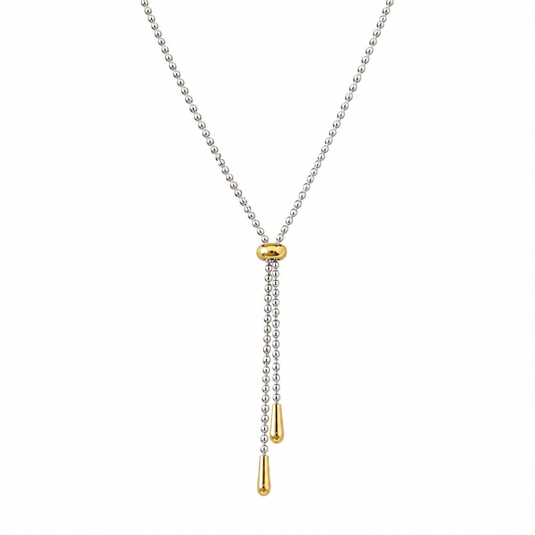 2-Tone Stainless Steel Rolo Lariat - Necklaces - - - Azil Boutique