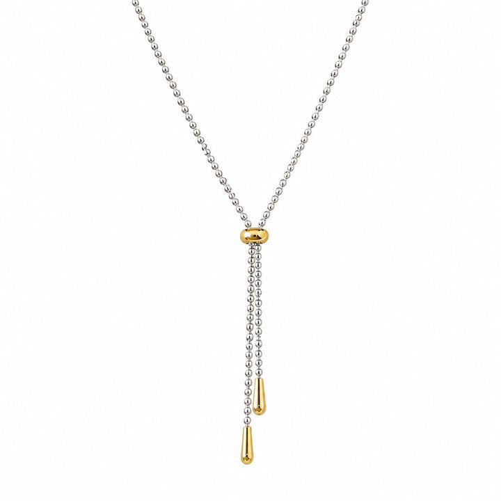 2-Tone Stainless Steel Rolo Lariat - Necklaces - - - Azil Boutique