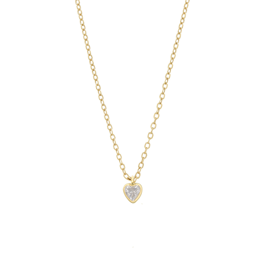 Tiny CZ Heart Birthstone Necklace - Necklaces - April - Diamond / Zirconia - April - Diamond / Zirconia - Azil Boutique
