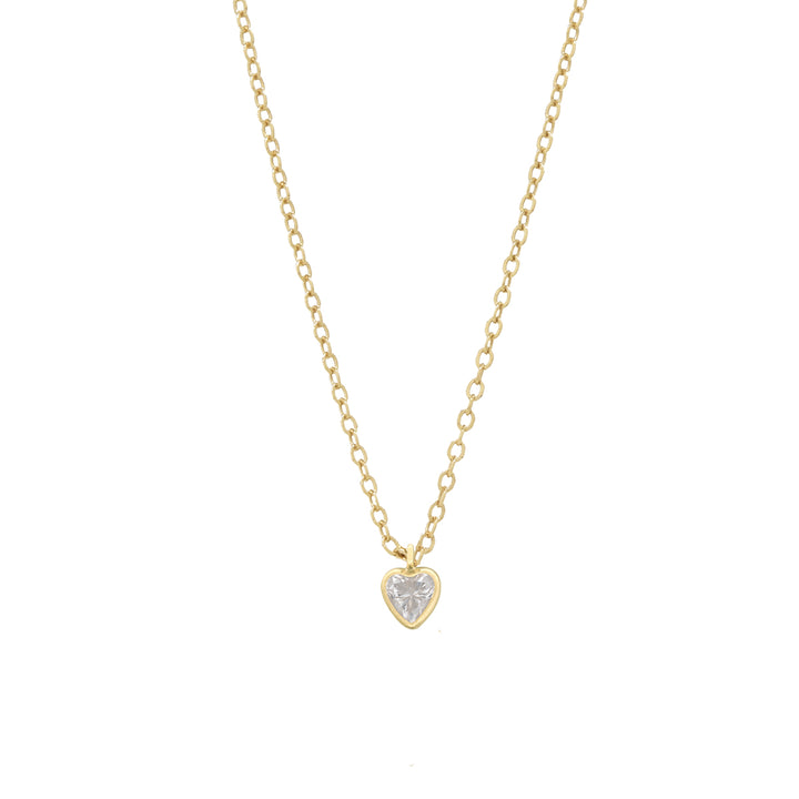 Tiny CZ Heart Birthstone Necklace - - April - Diamond / Zirconia - April - Diamond / Zirconia - Azil Boutique