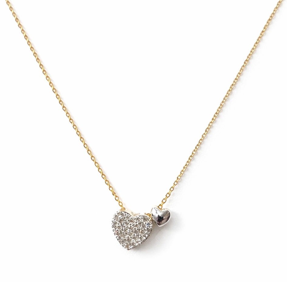2-tone Double Heart Necklace - - - - Azil Boutique