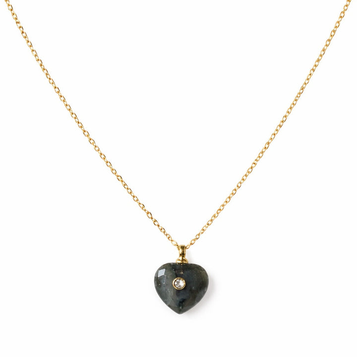Labradorite Heart w/ CZ Necklace