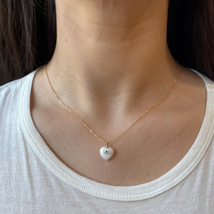 Moonstone Heart w/ CZ Necklace