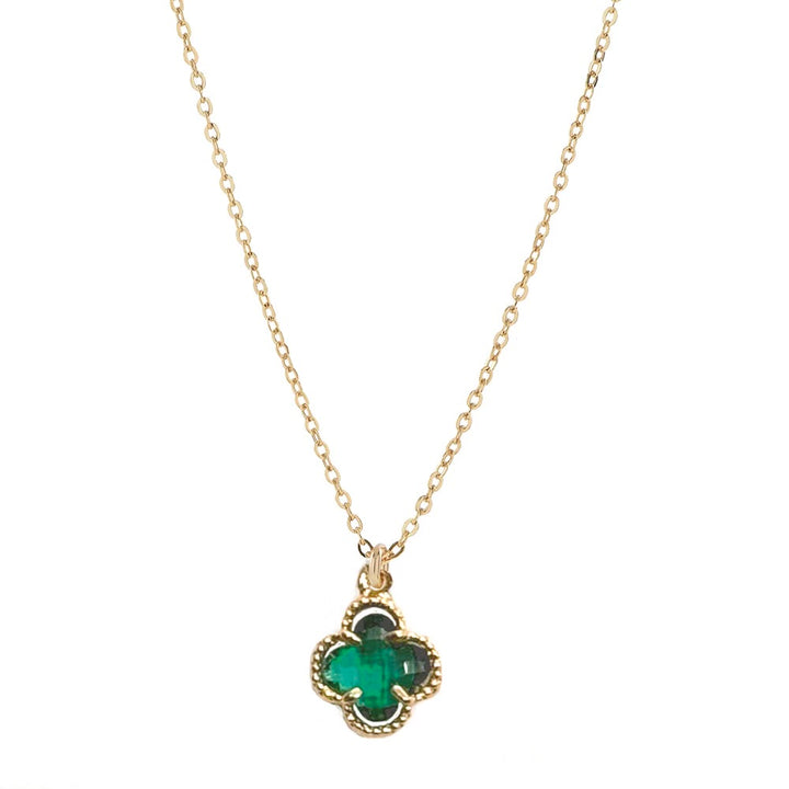 Green Crystal Clover Necklace