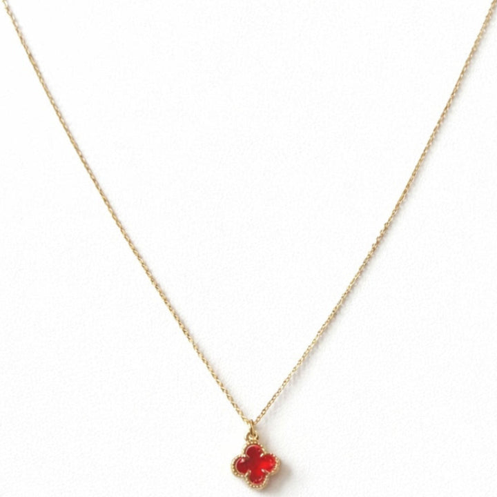 Red Crystal Clover Necklace