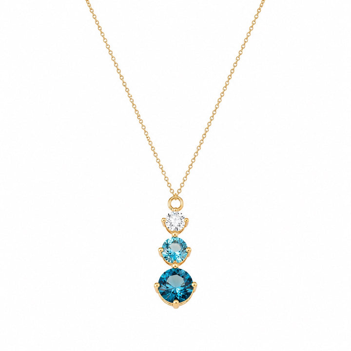 Tripe CZ Blue Ombre Pendant Necklace - Necklaces - - - Azil Boutique