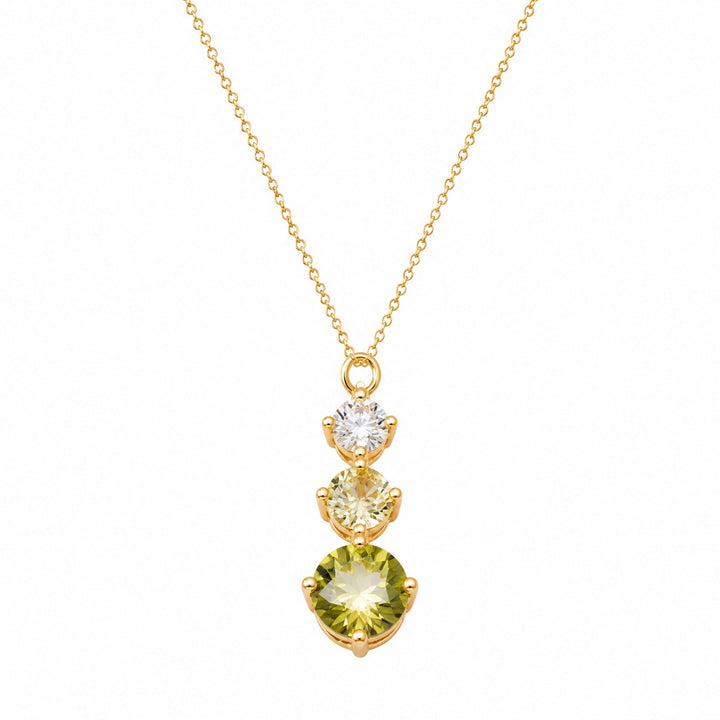 Tripe CZ Green Ombre Pendant Necklace - Necklaces - - - Azil Boutique