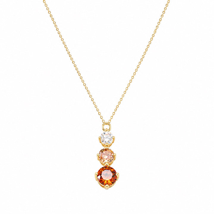 Tripe CZ Orange Ombre Pendant Necklace - Necklaces - - - Azil Boutique