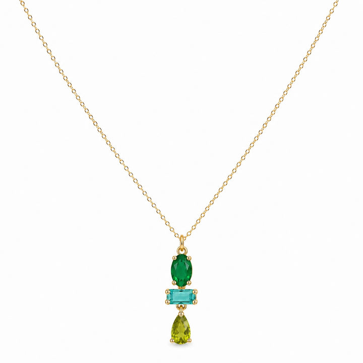 Colorful CZ Green Totem Pendant Necklace - Necklaces - - - Azil Boutique