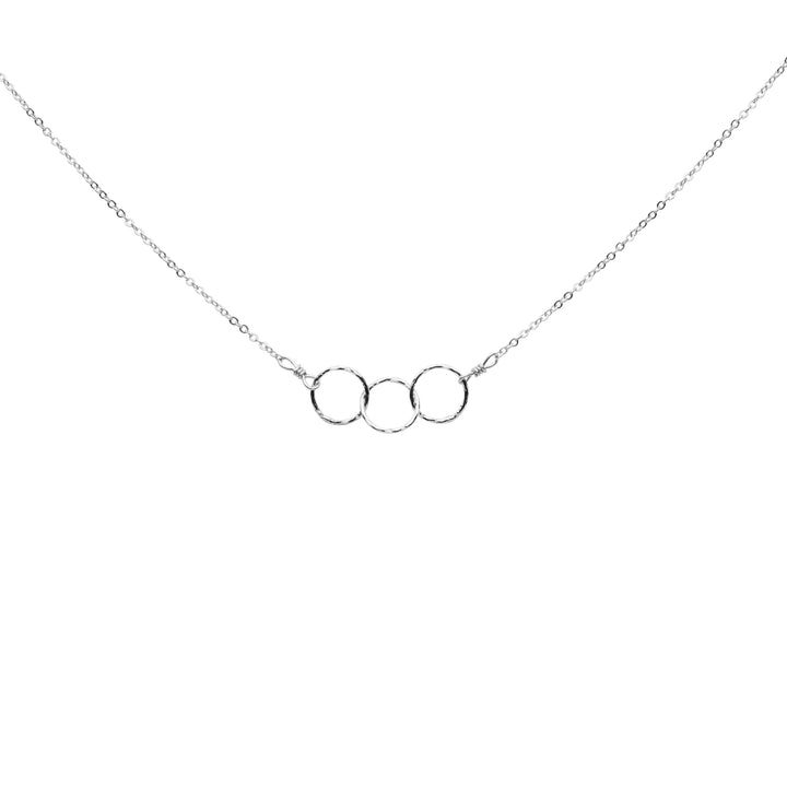 Tiny Triple Diamond Cut Circles Necklace - Necklaces - Silver - Silver - Azil Boutique