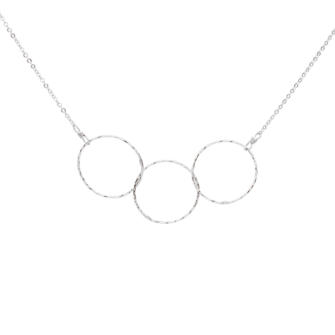 Triple Diamond Cut Circles Necklace - Necklaces - Silver - Silver - Azil Boutique