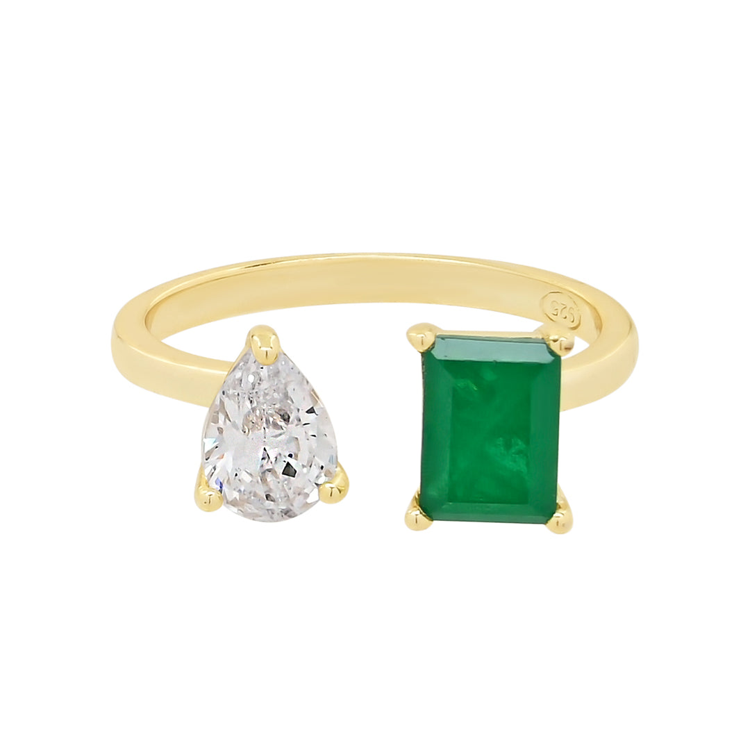 Green Toi et Moi Ring - Rings - Green - Green / 6 - Azil Boutique