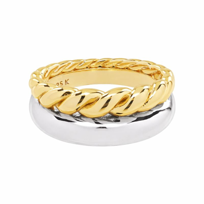 2 Tone Stacked Dome / Twisted Ring - Rings - 6 - 6 - Azil Boutique