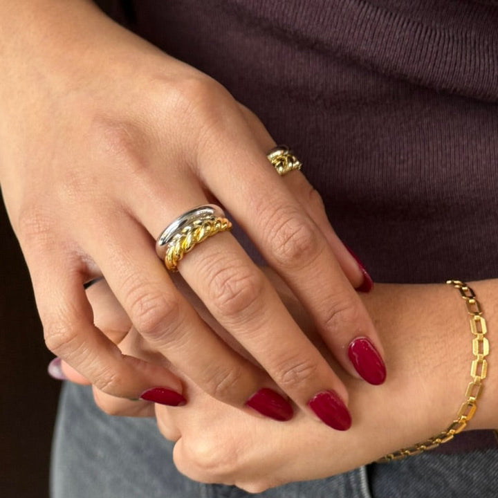 Stacked Dome / Twisted Ring - Rings - - - Azil Boutique