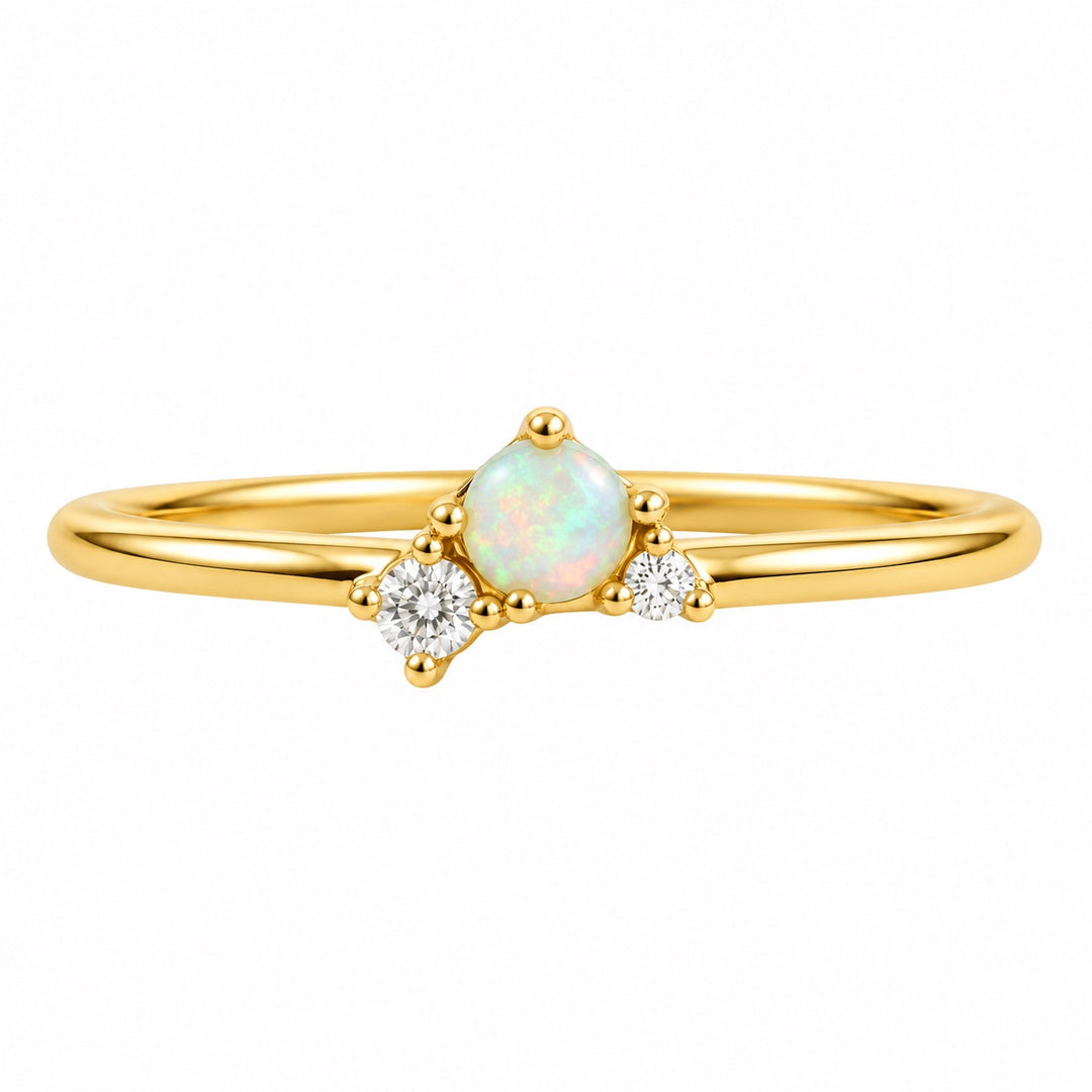 Opal CZ Sparkle Trio Ring