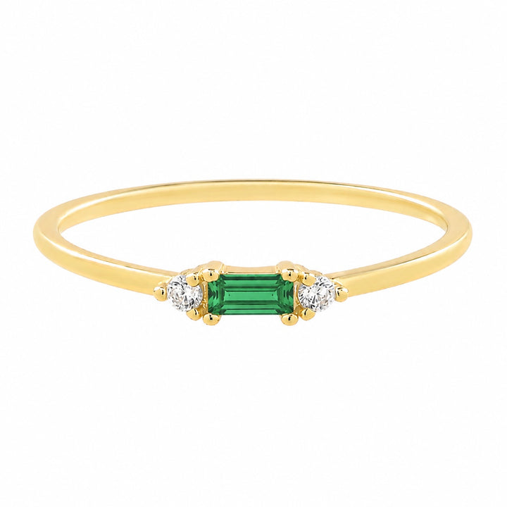 CZ Green Baguette Deco Ring